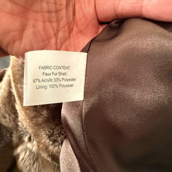 Gallery Womens Faux Fur Coat 1X Brown Zip Front Jacket Acrylic/Polyester Soft Wa - Picture 6 of 6